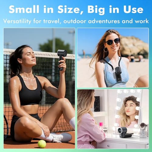 AMACOOL Portable Handheld Turbo Fan, Max 20 Hours Runtime, Gifts for Women - color: Black