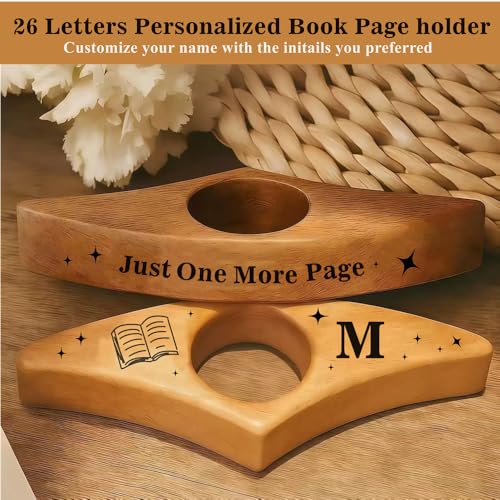 Personalized Book Page Holder with 26 Letters, Custom Finger Book Opener Thumb Bookmark with Initials for Women Men, Reading Accessories Gifts for Readers Book Lovers (Light Color-01, Letter M) - color: Light Color-01, size: Letter M