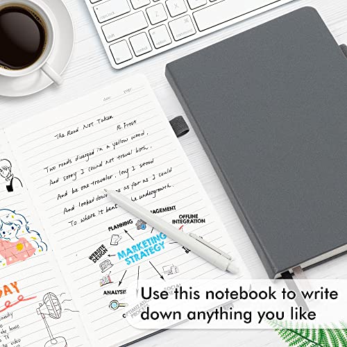 12 Pack Notebooks Journals Bulk with 12 Black Pens, Feela A5 Hardcover Notebook Classic Ruled Journal Set with Pen Holder for School Business Work Travel Writing, 120 GSM, 5.1”x8.3”, Gray - color: 12 Pack gray