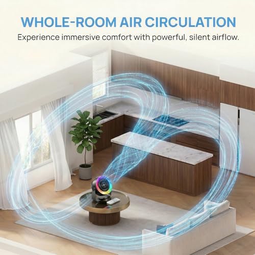Desk Fan for Bedroom,Quiet Rechargeable Colored LED Light Table Fan - color: Black