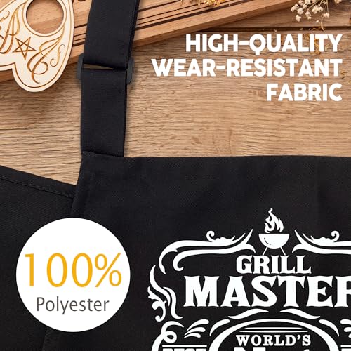 Grill Meister Funny Aprons for Men with 2 Pockets, Cooking Apron for Dad, Gag Gifts for Men, Adjustable BBQ Grilling Apron for Husband, Chef Kitchen Gifts for Birthday & Father’s Day - A16 - color: Grill Master 5