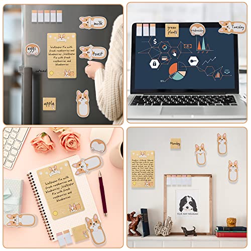 Xqumoi I Just Really Like Corgis Sticky Notes Set, 550 Sheets, Cute Cartoon Corgis Butt Self-Stick Notes Pads Animal Divider Tabs Bundle Writing Memo Pads Back to School Office Supplies Small Gift - color: 1pack-corgi