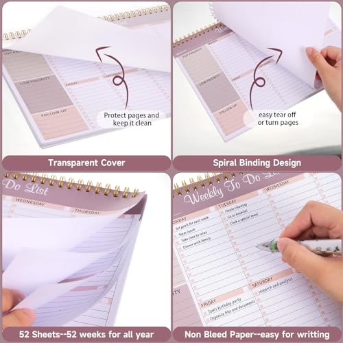 Thboxes Weekly To Do List Notepad, 8.5"x11" Desk Planner 52 Sheets, Lilac - color: Lilac Weekly To Do List