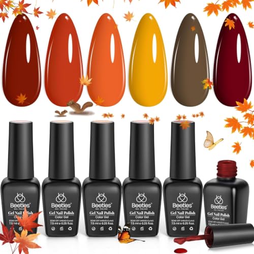 Beetles Fall Gel Polish Set, Autumn Leaves, Burgundy Brown Colors - color: A - Creme | Autumn Leaves