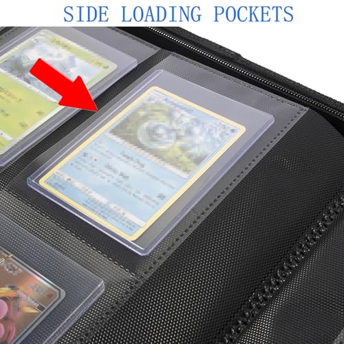 Toploader Binder,4-Pocket Double Sided Top Loaders Binder,Holds 128 Cards in 3"x4" Toploaders,PU Leather Card Binder Abulm for Toploader Trading,Sports,and Gaming Cards (Pink) - color: Pink