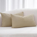 PHF Cotton Waffle Lumbar Pillow Covers 12" x 20", Khaki, No Insert - color: Khaki, size: 20" X 12" (Pack of 2)