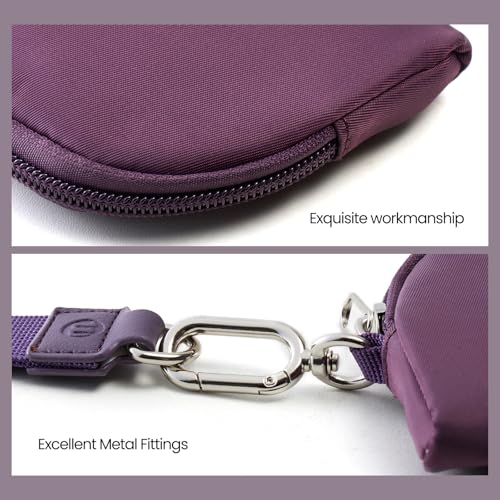 Mini Dual Pouch Wristlet Wallet for Women – Zip Around wristlet Keychain Wallet with 2 Wristlets, Ideal for Dog Walking, Coffee Runs & Lunch Break Essentials (Eggplant) - color: Eggplant