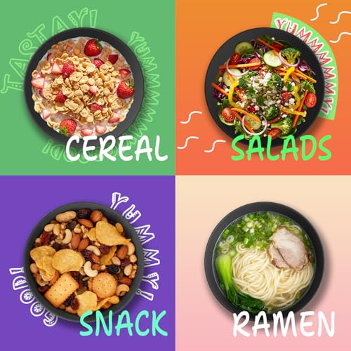 Wheat Straw Bowls Set of 6, Unbreakable Lightweight 26 OZ Cereal Bowls for Kitchen, Reusable Salad Bowl, Microwave & Dishwasher Safe Bowl Set, Black - color: Black, size: 26 OZ