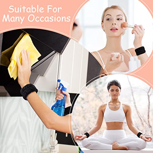 Chuangdi 4 Pairs Wrist Bands for Washing Face Microfiber,Black - color: Black