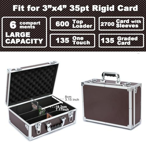 Collectable Trading Card Cases, Toploaders Storage Box, Magnetic Card Storage Hard Cabinet, Graded Card Storage Case, Sports & Trading Collector Storage Box (Coffee) - color: Coffee, size: Large