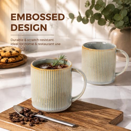 theterra Ceramic Coffee Mugs Set of 4, 14.2 oz Coffee Cups with Handle - color: Desert Sage, size: 14 OZ (Set of 4)