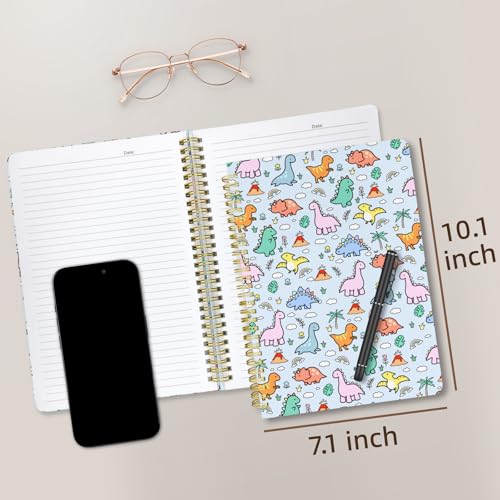 Cute Spiral Notebook Lined Journal B5 Note Book with Pocket, Dino - color: Little Dino
