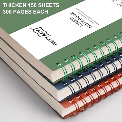 RETTACY Spiral College Ruled Notebook, 300 Pages, A4 Size (8.2" x 11.2") - color: Dark Green, size: 8.2" x 11.2"