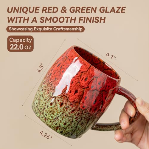 Holly Berry Ceramic Mug, 22oz Reactive Glaze Christmas Mug, Holiday Gift - color: Holly Berry · FESTIVE