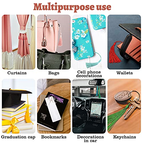 100 Pcs 13cm/5 Inch Silky Handmade Soft Craft Mini Tassels with Loops for Jewelry Making, DIY Projects, Bookmarks, 20 Colors, 5 Pcs of Each - color: Multi-color