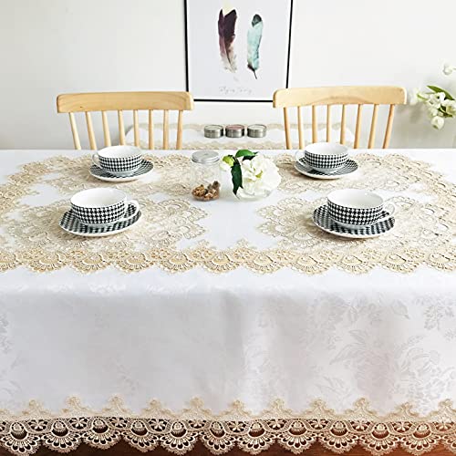Lace Placemats Set of 6 Washable Beige 12x18inch - color: Carnation-beige, size: 6pcs