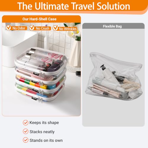 YQBRAO Clear Hard Shell Zipper Cases, 4 Medium Makeup Organizers, White - color: White, size: 4 Pack(M)