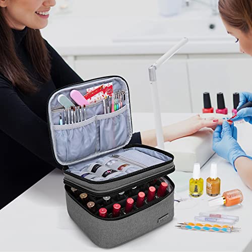 LUXJA Nail Polish Storage Case Holds 20 Bottles, Gray - color: Gray