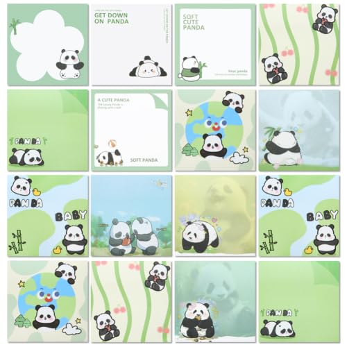 16 Pcs Cute Panda Sticky Note,320 Sheets Kawaii Cartoon Panda Bear Self-Stick Note Pads Writing Memo Pads Message Note Stationery Gift for Kid Plan Index Student School Office Supplies