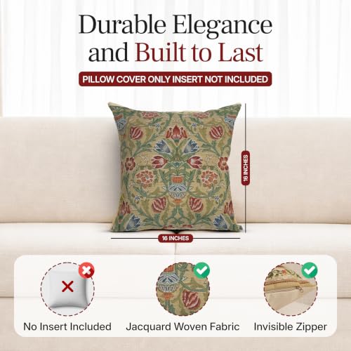 William Morris Single-Stem Tapestry Throw Pillow Cover 16 x 16 in - color: Single-stem