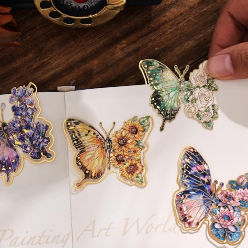 4 Pieces Metal Butterfly Bookmarks, Golden Clips Bookmark Oil Painting Theme Book Mark Bookmarks for Book Lovers Women Writers Readers Children Teens - color: Clip Design