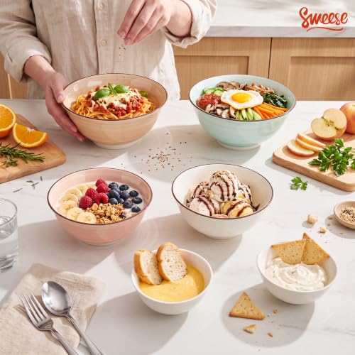 Sweese 5 oz Small Ceramic Bowls Set of 6, 3.9 Inch Mini Bowls for Dips, Sauce, Snacks, Ice Cream, Dessert, Nuts and Condiments, Stackable White Porcelain Bowls for Kitchen - color: White, size: 5oz (Small)