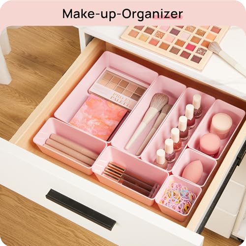 Vtopmart 25 Pack Plastic Drawer Organizers with Non-slip Rubber Pads - color: Pink