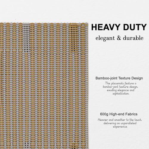 Placemats Set of 6, Vinyl Woven Heat-Resistant Place Mats - color: Gray Light Brown, size: Set of 6