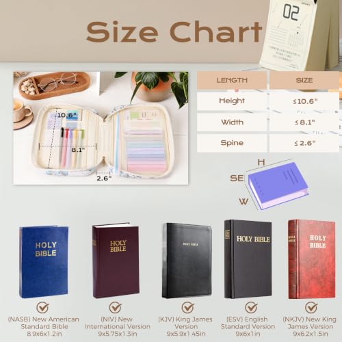 XKDOUS Bible Cover for Women Bible Bag Kit Church Book Holder Carrying Case - color: Dot Patchwork