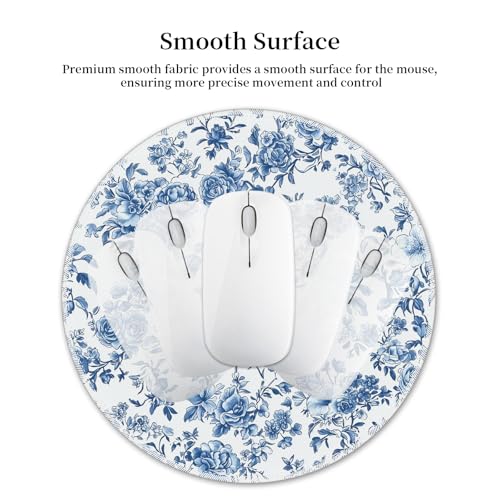 Hancynir Floral Flower Round Mouse Pad, Small Mousepad for Desk Office - color: Blue Florals Plants