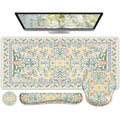 iCasso Green Desk Pad Mat, Large Mouse Pad and Keyboard Wrist Rest Set - color: Green Floral
