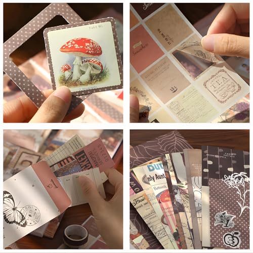 JOYCHOIC Vintage Junk Journal Supplies Kit, Brown Scrapbook Supplies, Scrapbooking and Journaling Materials, Large Collection for Women, Stationery DIY Arts Craft, Adults - color: Vintage