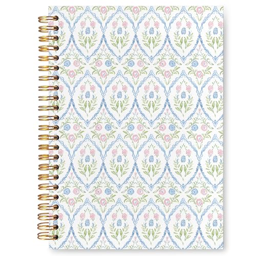 VIIJJUE Floral Notebook Journal, Flower Hardcover Spiral Notebooks Journals for Writing, 5.5x8.3 Inch - color: Full-page flower-02
