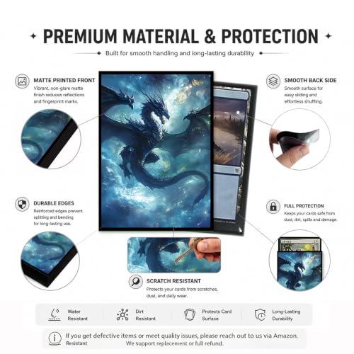 100 PCS TCG/MTG Card Sleeves, Matte Back Anti-Slip & Easy Shuffling Applicable to OCG CCG DTCG PTCG, 2.6 x 3.6 in Standard Size Cards (Galaxy Dragon) - color: Galaxy Dragon