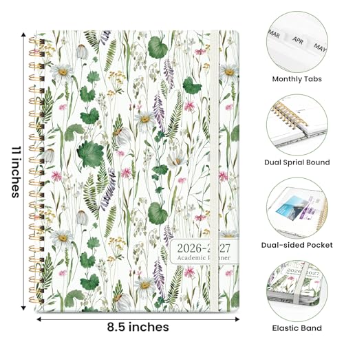 ZOTIA Planner 2026-2027 Weekly & Monthly Calendar Planner Jul 2026-Jun 2027 - color: D-Spring Flowers, size: 8.5" x 11"