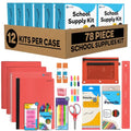 Enday Back to School Supplies for Kids, School Supply Box Grades K-5 (Red, 12 Kits) - color: Red, size: 12 Kits