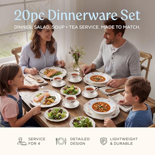 Joseph Sedgh Collection Romantic Bloom Bone China Dinnerware Set, 57-Piece - size: 20 Piece Set