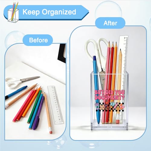 But Did You Document Acrylic Organizer Pencil Pen Holder, Funny Nurse Desk Organizer, Cute Checkerboard Pen Cup for Nurse Nursing Student Medical Worker RN LPN, Nurse Appreciation Week Gifts - color: Clear 5