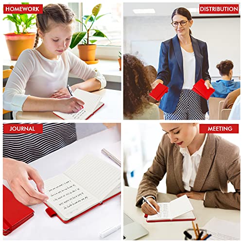 feela 3 Pack Pocket Notebook Journals with 3 Black Pens, A6 Mini Cute Small Journal Notebook Bulk Hardcover College Ruled Notepad with Pen Holder for Office School Supplies, 3.5”x 5.5”, Red - color: A6 3 Red