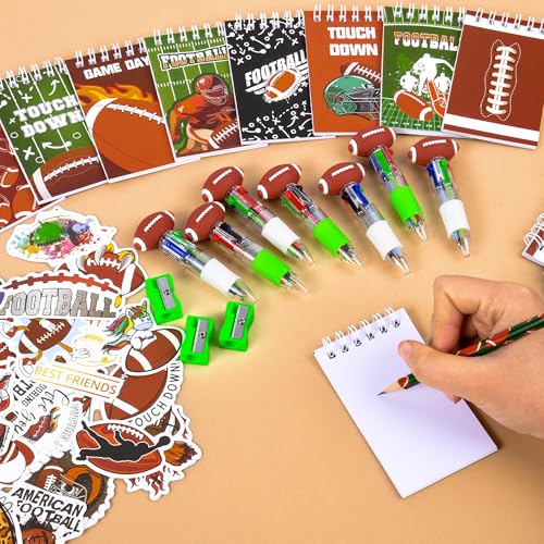 LiYiQ 24 Set 247 Pcs Football Party Supplies Return Gifts for Party, Student Stationery Gifts from Teacher Rewards Prizes, Pencil Erasers Notebooks Stickers for Football Classroom Birthday - style: Football