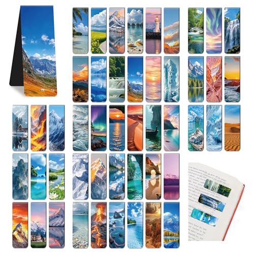 96Pack Magnetic Bookmarks for Reading,Women Men Teacher Book Lovers Gifts - style: Scenery