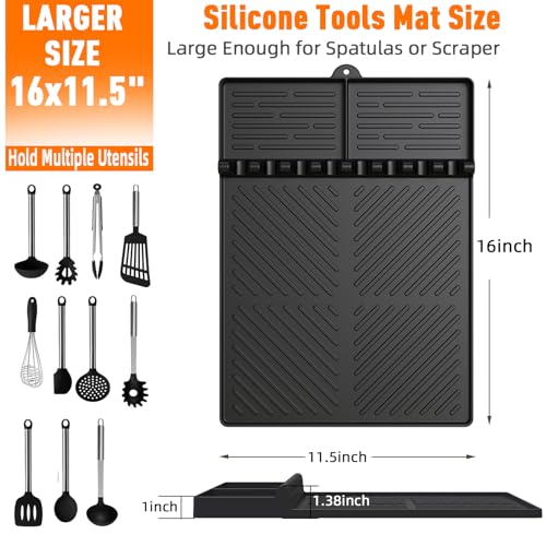 Silicone Grill Mat Compatible with Blackstone, Black - color: Black