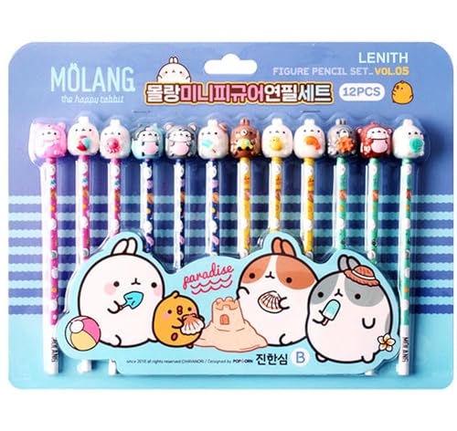 LENITH White Rabbit Molang Mini Figure Pencil Set Korean Stationery 12ea 1 set Blue/From Korean Animation/몰랑 연필
