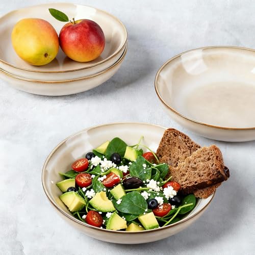 AmorArc 8.5’’ Ceramic Pasta Bowls Set of 6, 36oz Large Stoneware Bowls Set - color: Cappuccino, size: Set of 6