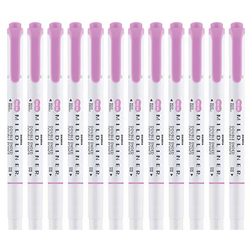 Zebra Pen MILDLINER No Bleed Highlighter, Magenta Color, Dual Tip, 12-Pack - color: Magenta