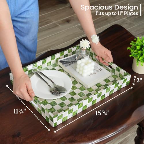 CHI AN HOME 16"x12" Capiz Serving Tray, Decorative Coffee Table Tray, Green - color: Pistachio Green