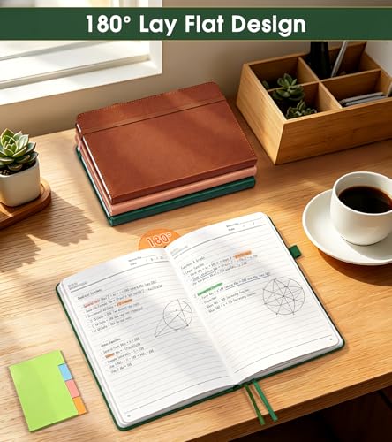 Lined Journal Notebook, A5 Hardcover Leather Journals for Writing, 160 Numbered Pages, 5.7'' x 8.3'' Journaling Notebooks for Men Women, Thick Paper College Ruled Journal for Work Office School, Green - color: Green, size: Lined