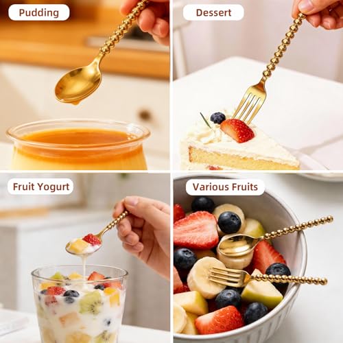 Premium Gold Mini Dessert Utensils Set - 120-Piece (60 Forks & 60 Spoons) - color: 120pcs Gold Set
