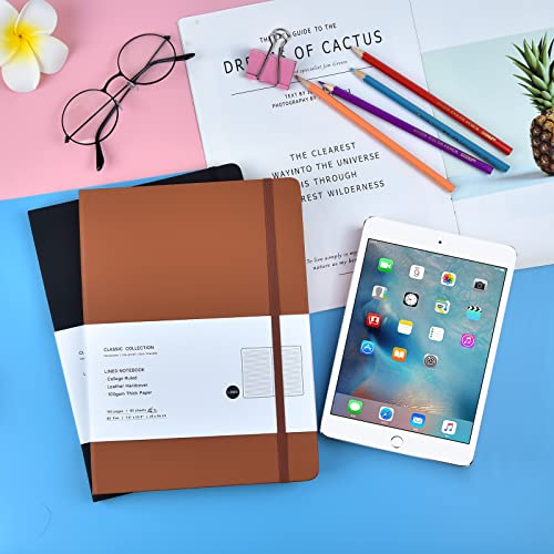 2 Pack B5 Journal Notebooks Classic College Ruled Notebooks Hardcover Lined Journals for Office Home School Business Writing Note Taking, 10.2 x 7.5 inch, 100GSM Thick Paper, 160 Pages (Black/Brown) - color: Black/Brown