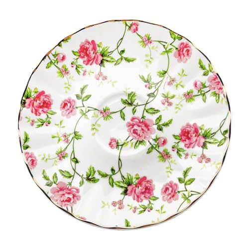 Tea Cups and Saucers, 6.7 OZ Floral Bone China Coffee Cup Set with Spoon, Vintage Garden Teacups with Gold Trim, Tea Cups in a Reusable Handmade Gift Box with Ribbon (Garden Rose) - color: Garden Rose